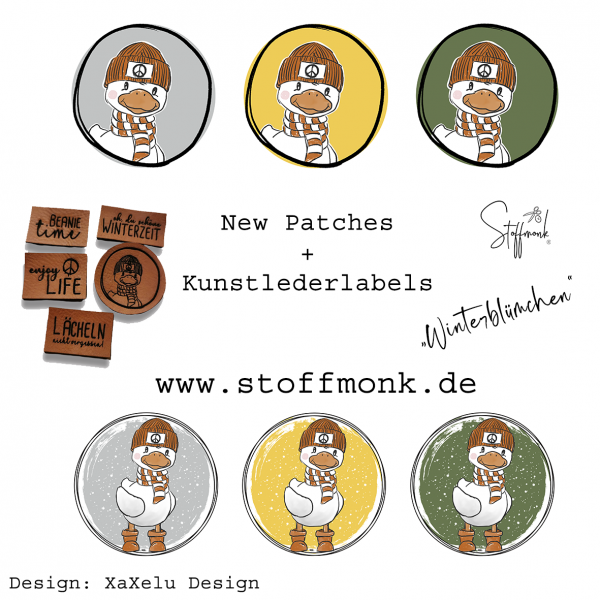 Patch / Aufnäher  - "Winterblümchen" - stehend -  Gelb